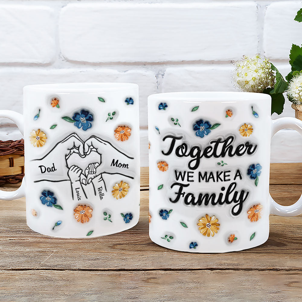 Custom Father's Day, Special Gift for Dad & Grandpa • Together We Make A Family - Personalized 3D Inflated Effect Mug