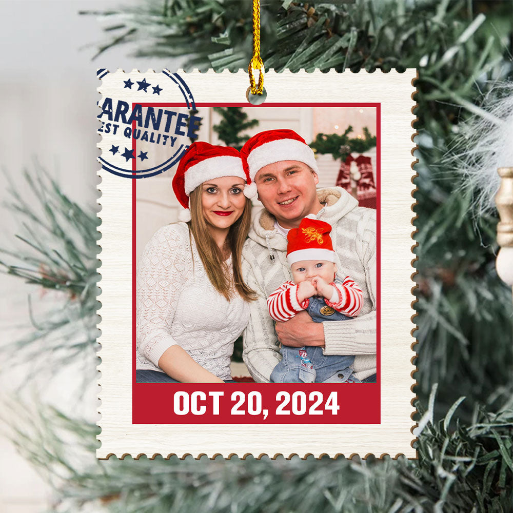 Custom Photo Family Ornament, Christmas Gift for Family Members • Photo Stamp - Personalized 1-layered Wood Ornament