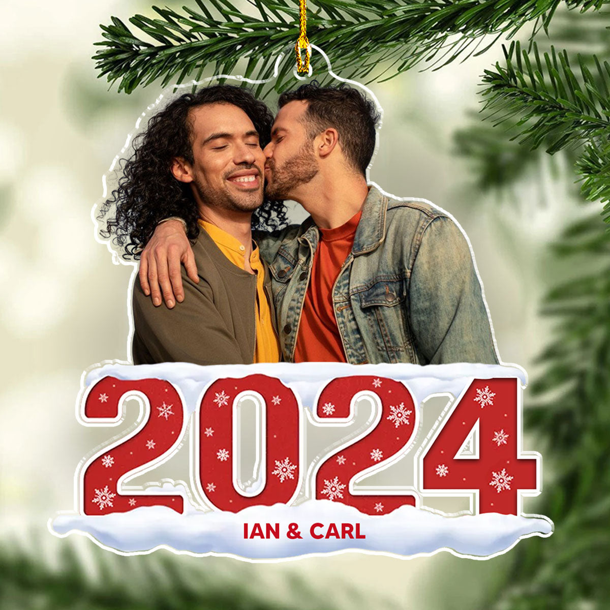 Custom Photo Couple Christmas Ornament, Anniversary Gift • Photo Couple 2024 - Personalized Acrylic Ornament