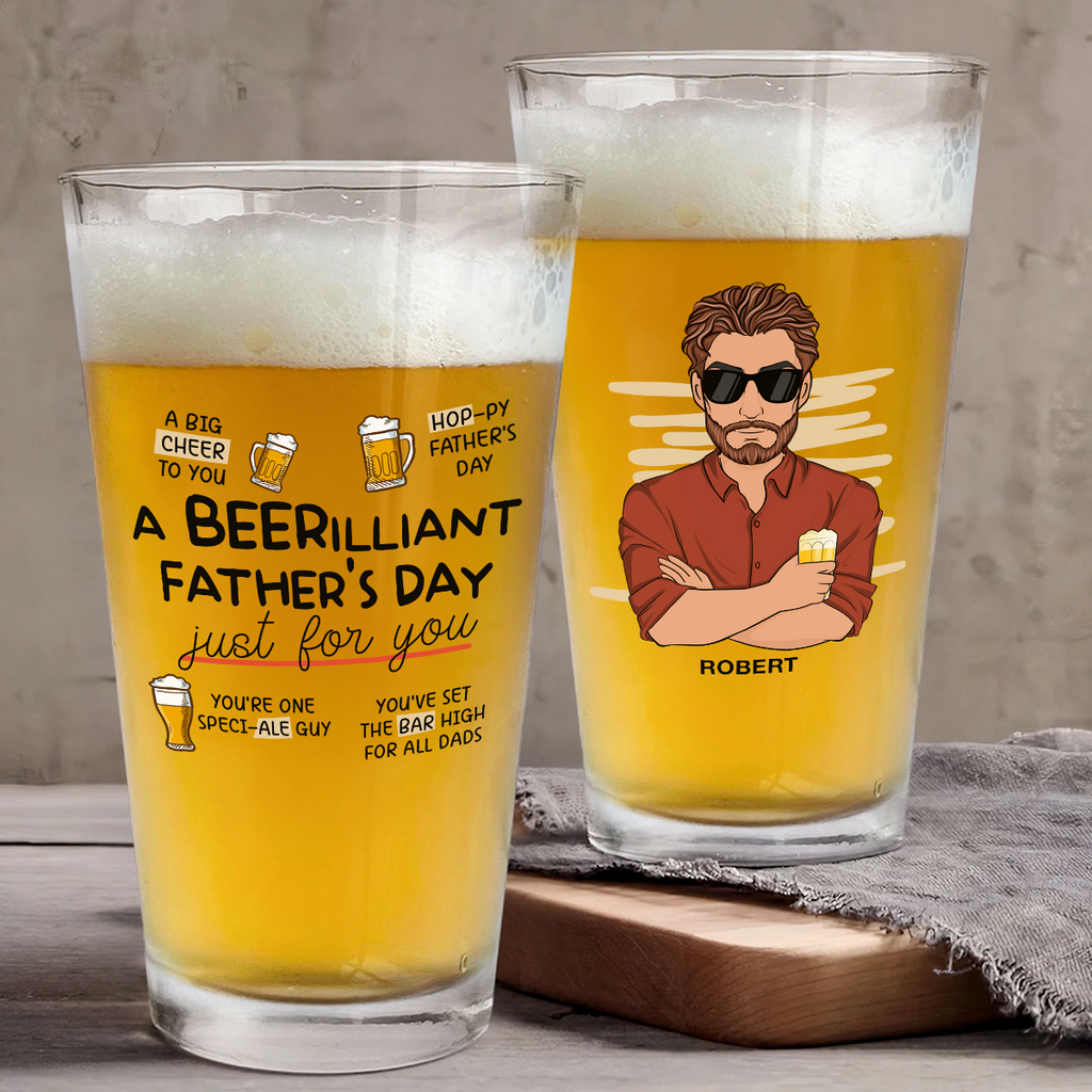 A Beerilliant Fathers Day - Personalized Beer Glass