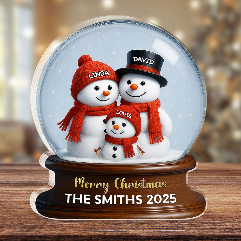 Custom Family Decor, Christmas Birthday Family Keepsake • Family Snowglobe - Personalized Acrylic Plaque