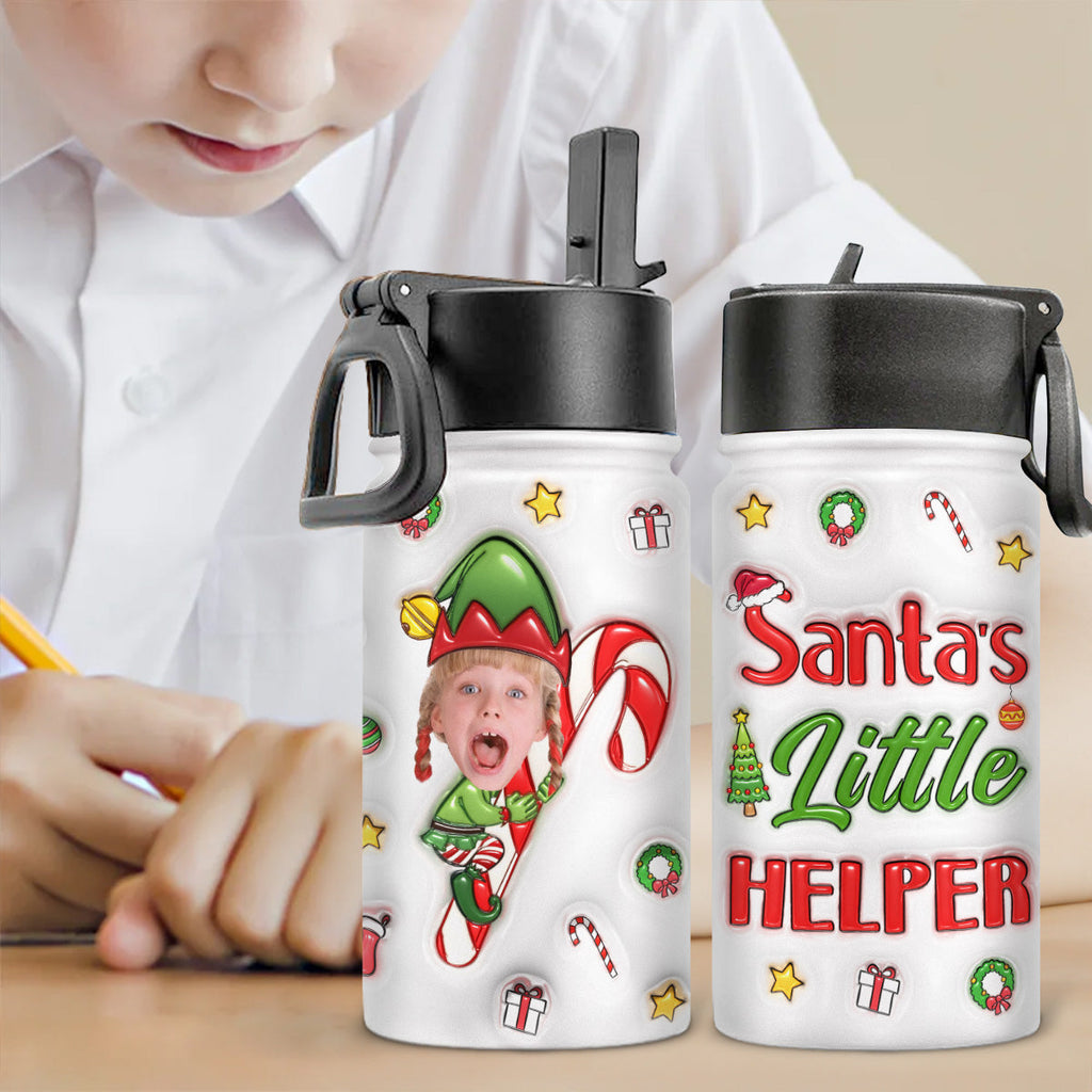 Santa Helper - Personalized 3D Inflated Effect Kids Water Bottle