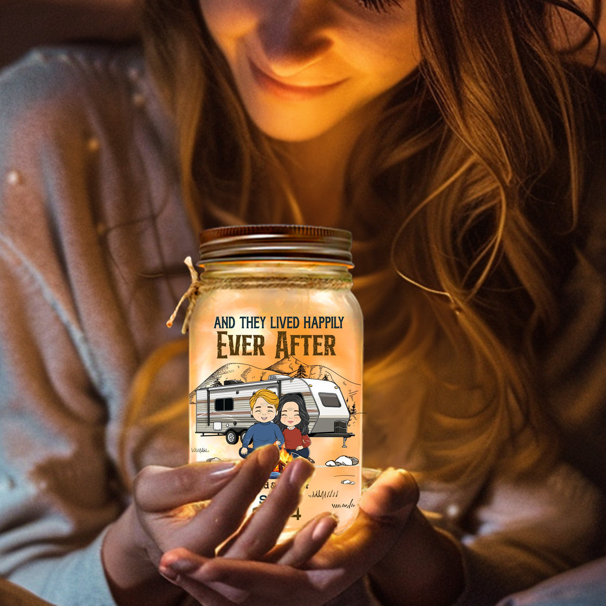 And They Lived Happily Ever After - Personalized Mason Jar Light