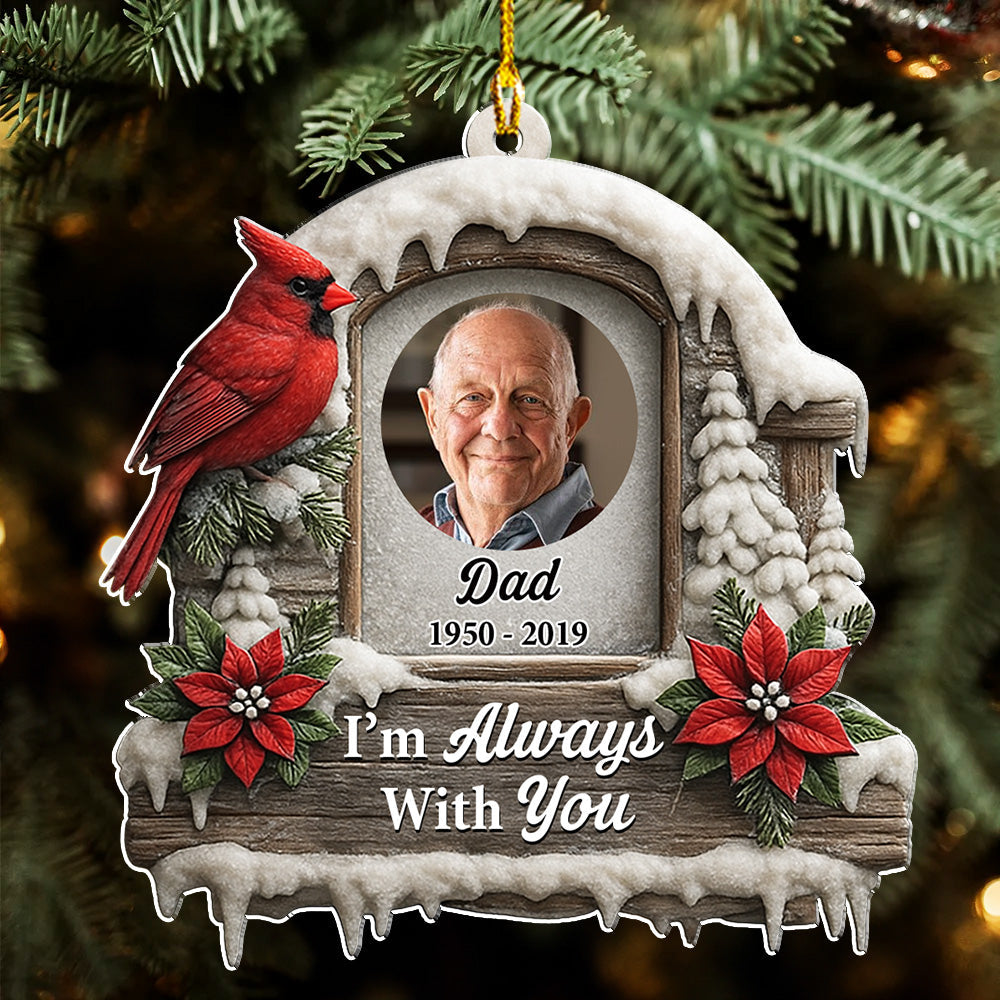 Custom Photo Memorial Christmas Ornament, Sympathy Keepsake • Always In My Memory - Personalized Acrylic Ornament