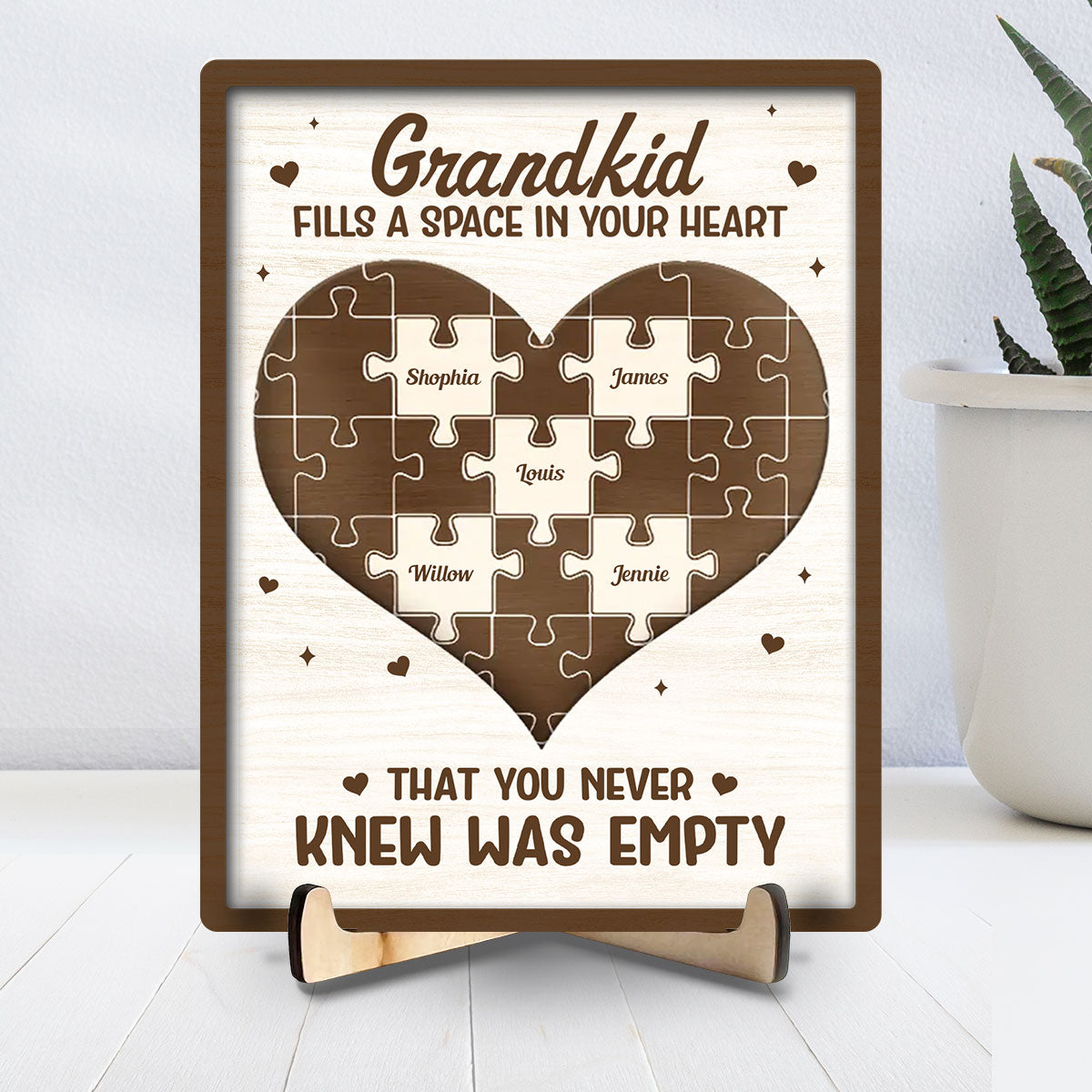 Custom Family Decor, Christmas Birthday Family Keepsake • Grandkids Fill A Space In Your Heart - Personalized Wooden Plaque