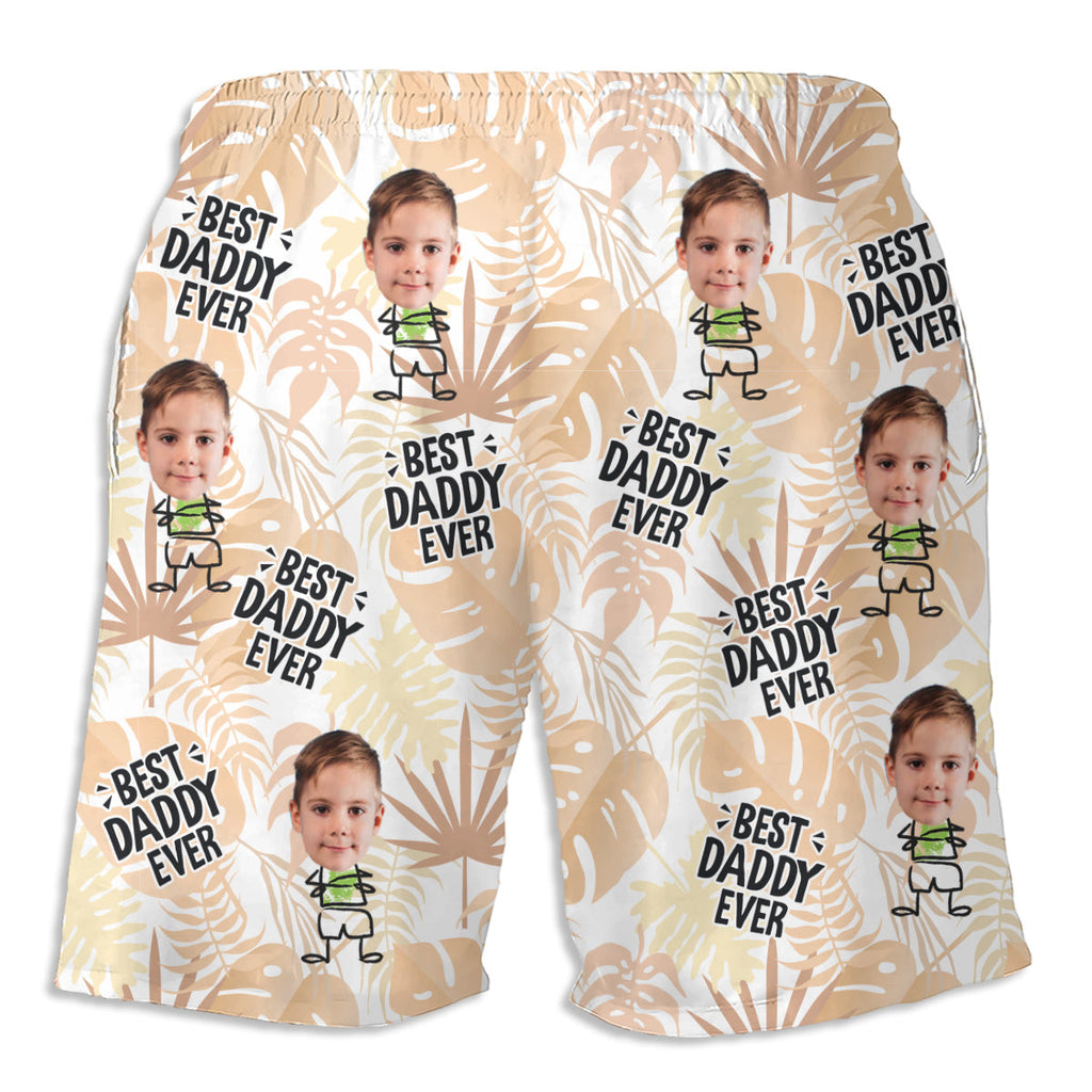Custom Photo Best Dad Grandpa Ever Swim Trunks, Birthday Summer Gift • Best Dad Ever - Personalized Beach Shorts
