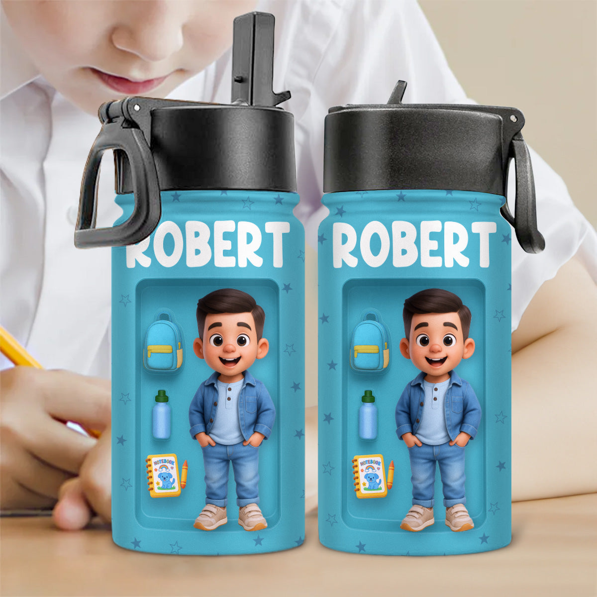 Back To School - Personalized Kids Water Bottle