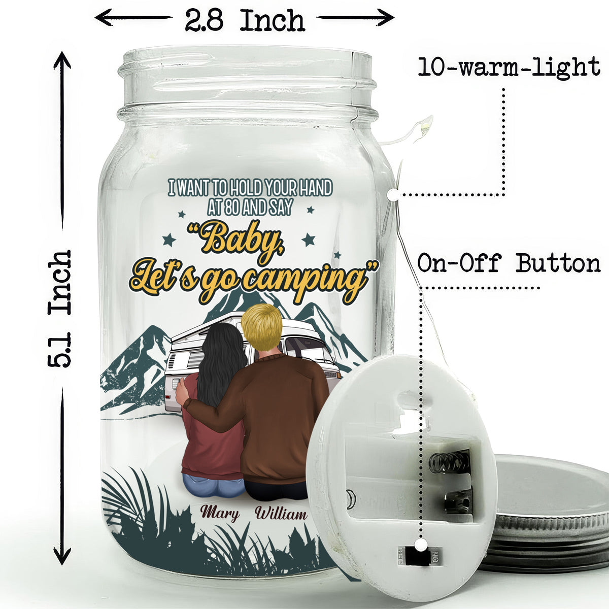 I Want To Hold Your Hand At 80 - Personalized Mason Jar Light