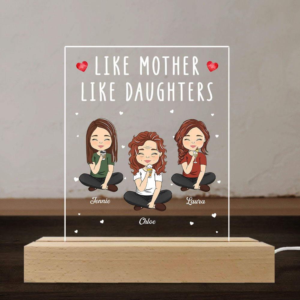 Custom Gift for Mom Grandma, Mother's Day Birthday • Like Mother Like Daughter - Personalized LED Light
