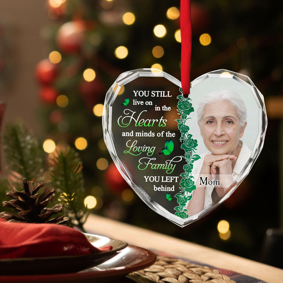 Custom Photo Memorial Christmas Ornament, Sympathy Keepsake • Missing You - Personalized Glass Ornament
