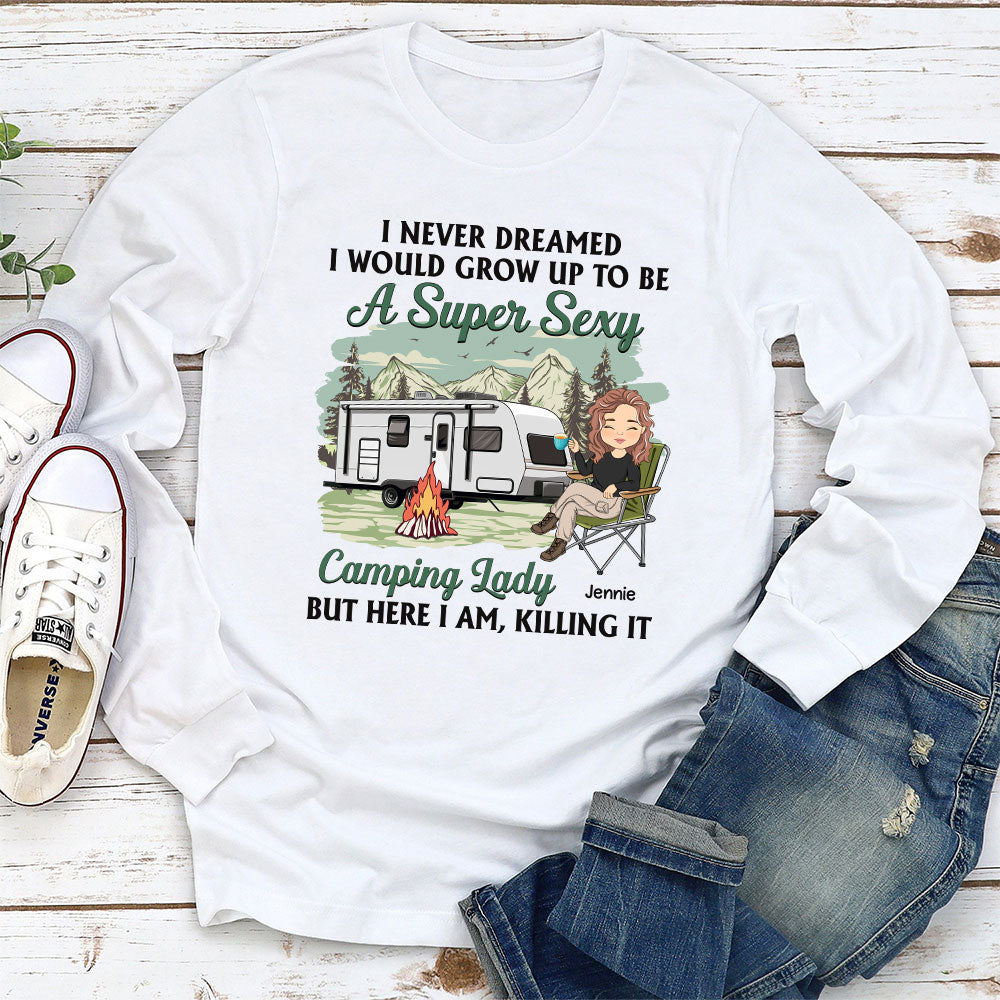 Custom Christmas & Birthday Keepsake Gift • Camping Lady 3 - Personalized Long Sleeve T-shirt