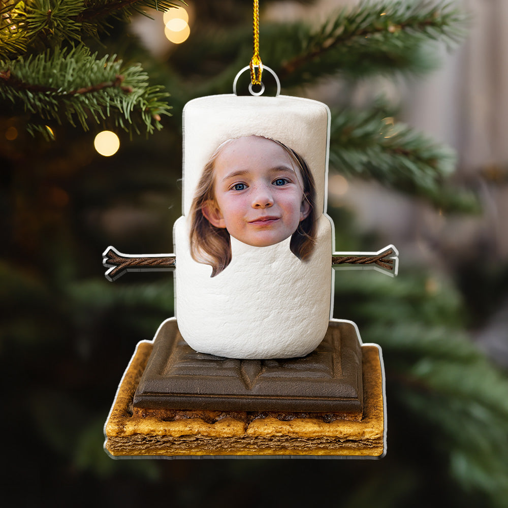 Custom Photo Family First Christmas Ornament • Sweet Smore Snow First Christmas - Personalized Acrylic Ornament
