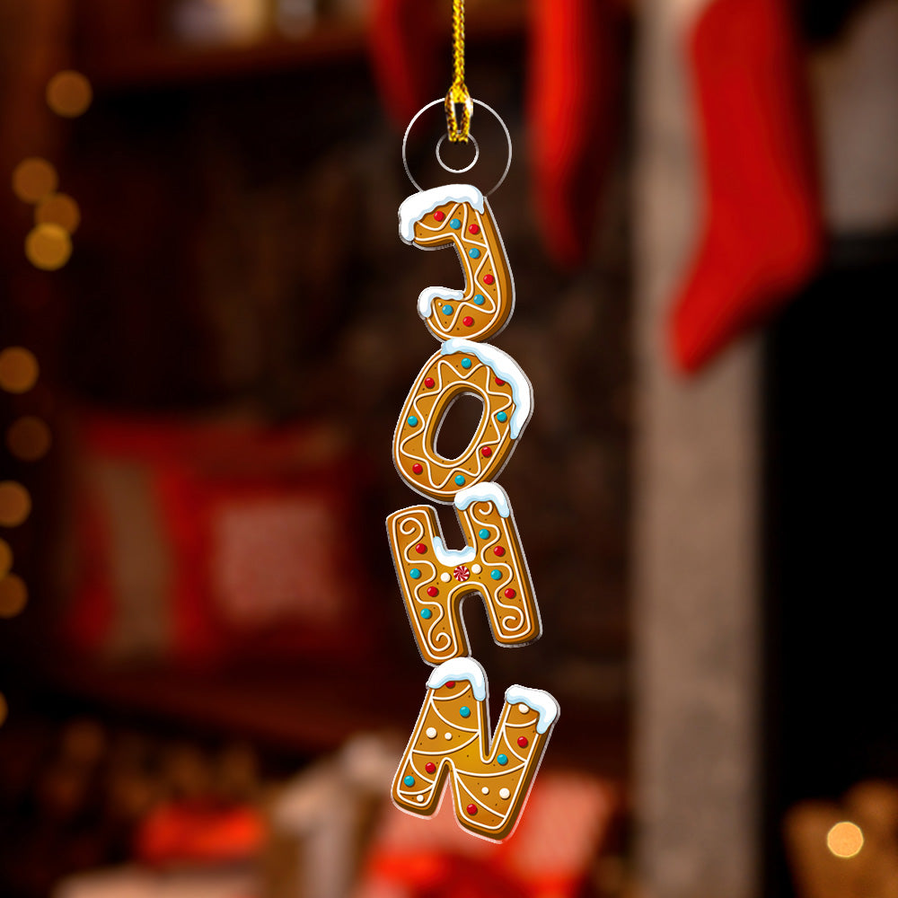 Custom Gingerbread Letter Christmas Ornament & Stocking Tag with Name • Gingerbread Letter Dreams - Personalized Acrylic Ornament