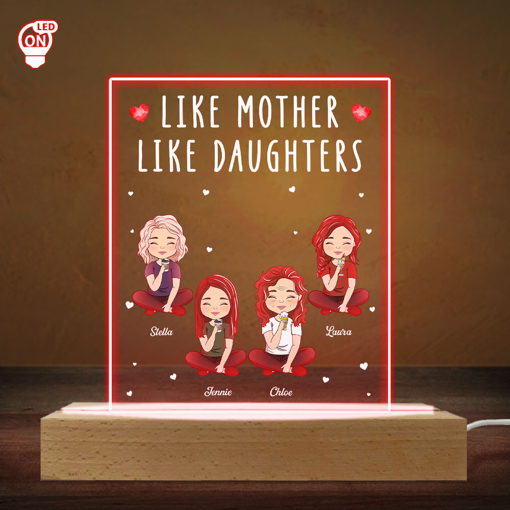 Custom Gift for Mom Grandma, Mother's Day Birthday • Like Mother Like Daughter - Personalized LED Light