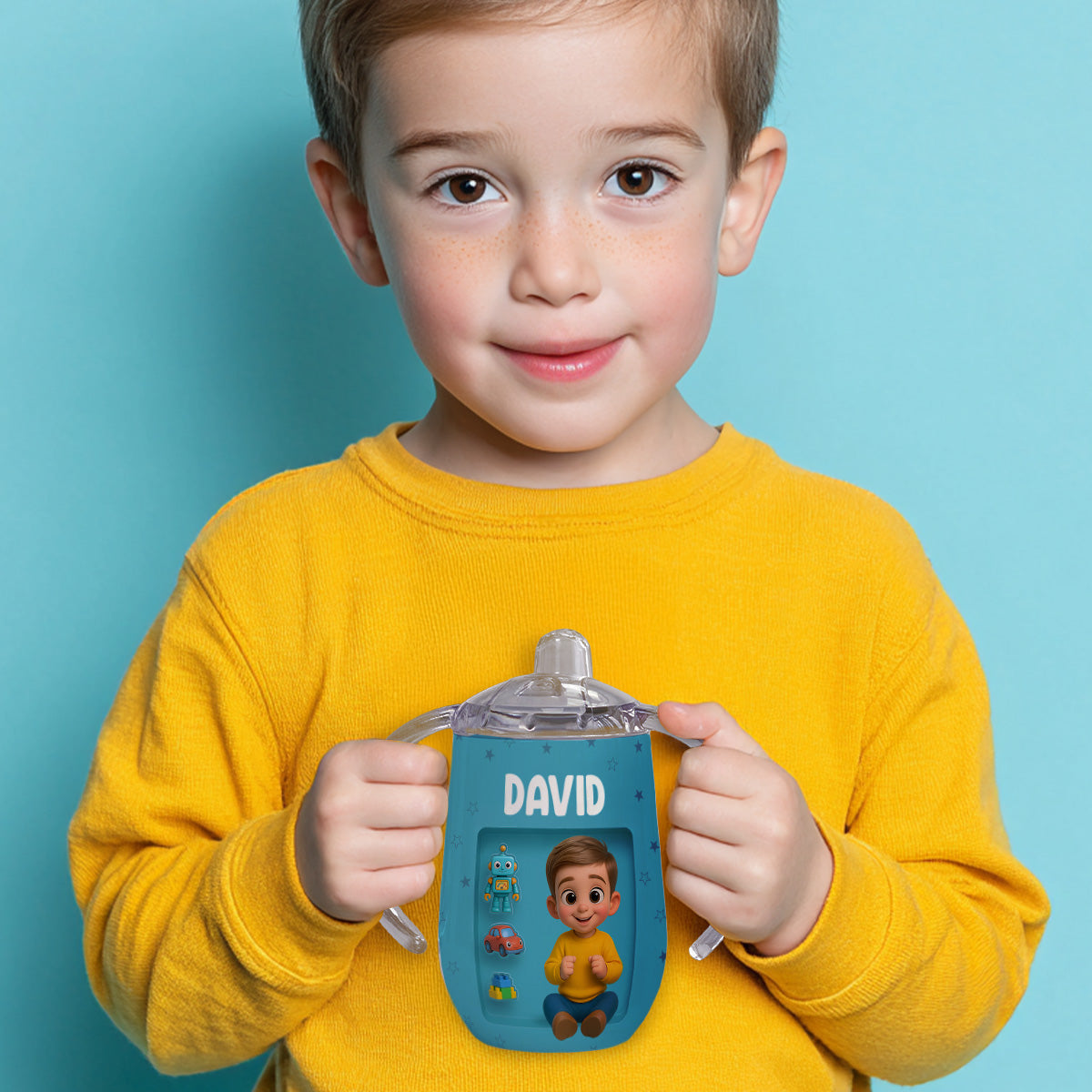 Cute Baby Cartoon - Personalized Sippy Cup With Handles