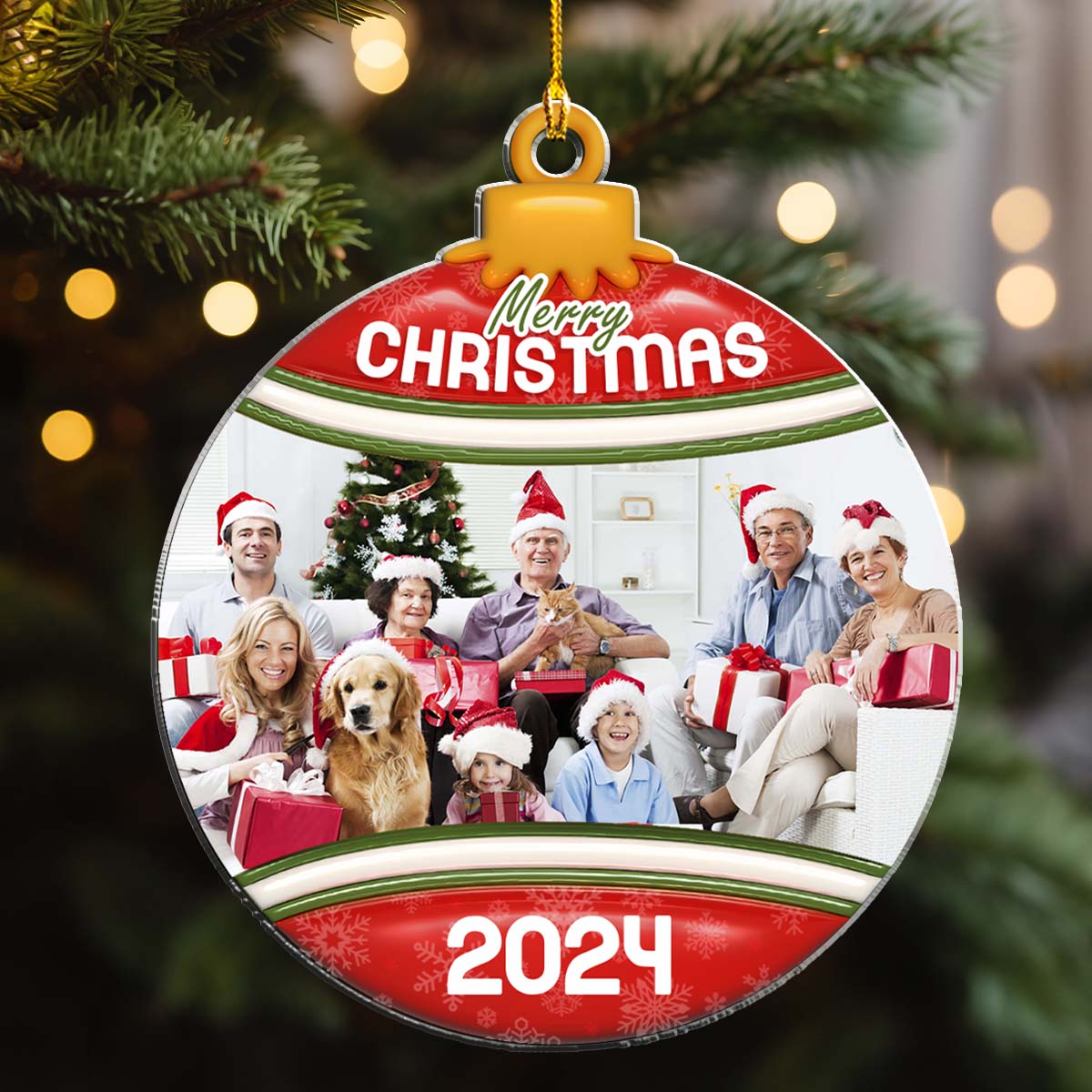 Custom Photo Family Ornament, Christmas Gift for Family Members • Christmas Cheer - Personalized Acrylic Ornament