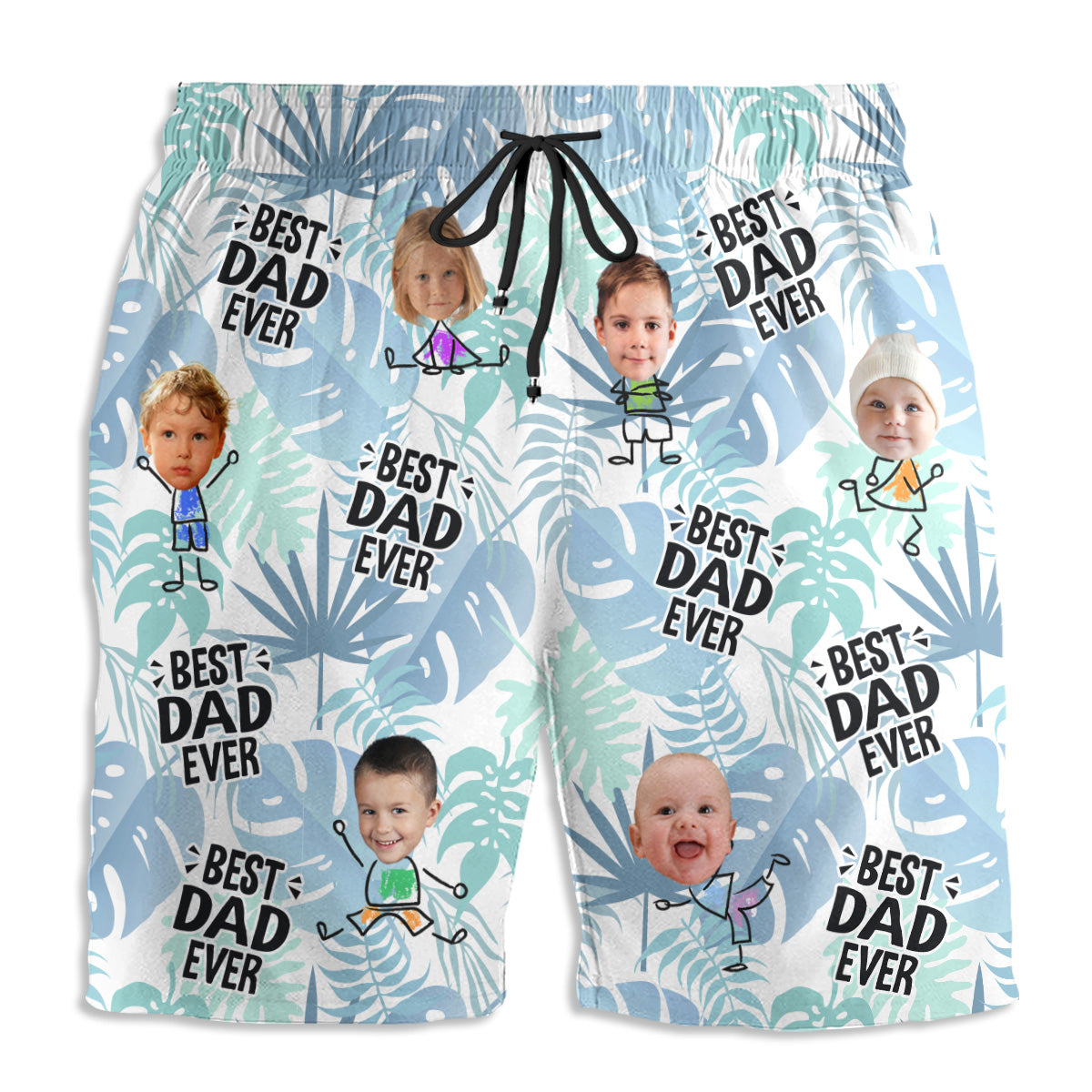 Custom Photo Best Dad Grandpa Ever Swim Trunks, Birthday Summer Gift • Best Dad Ever - Personalized Beach Shorts