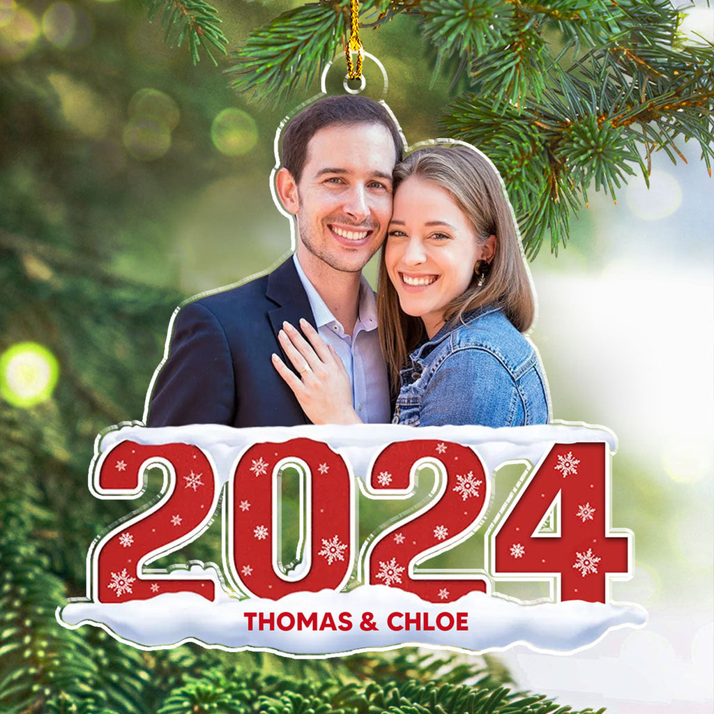 Custom Photo Couple Christmas Ornament, Anniversary Gift • Photo Couple 2024 - Personalized Acrylic Ornament