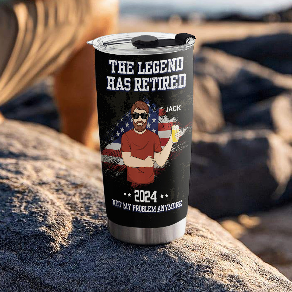 Custom Christmas Birthday Gifts For Dad • The Legend Has Retired - Personalized Tumbler