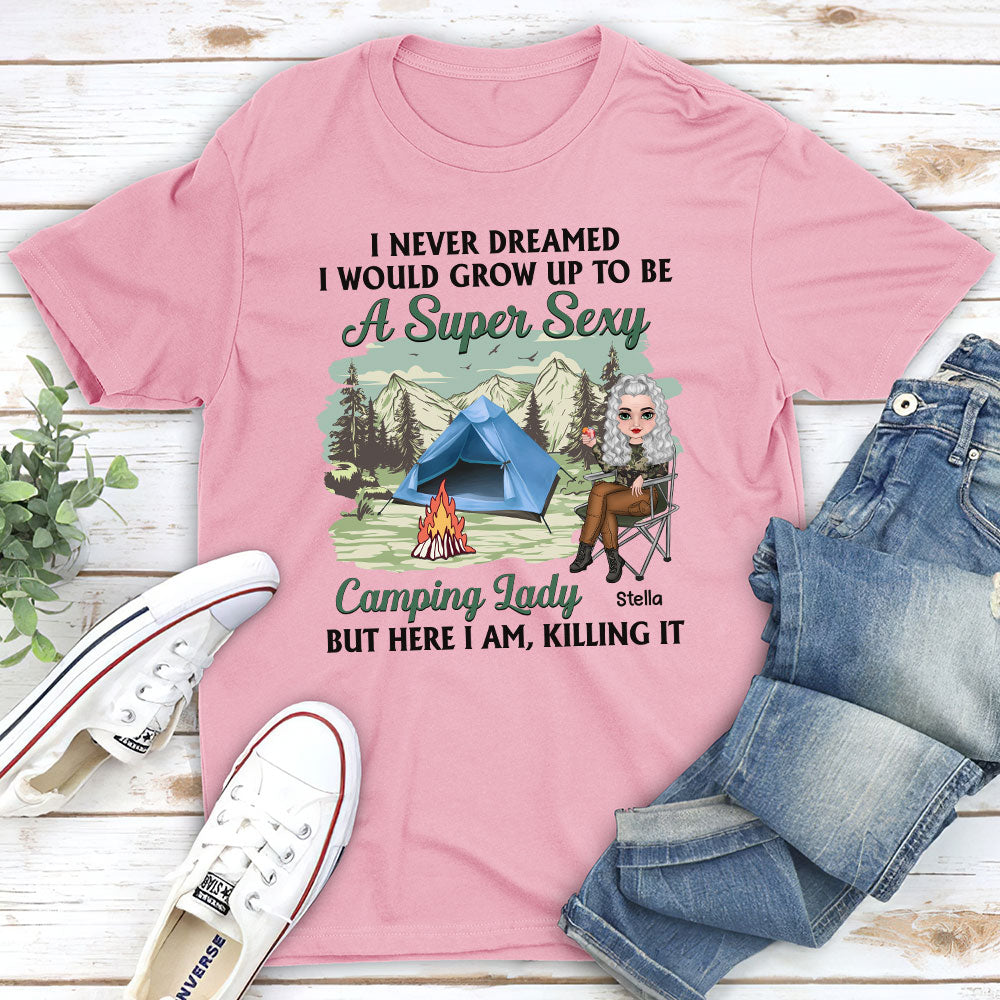 Custom Christmas & Birthday Keepsake Gift • Camping Lady - Personalized Unisex T-shirt