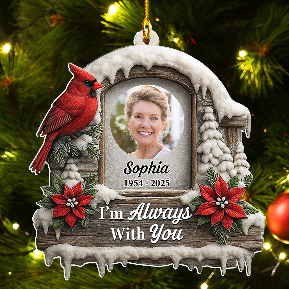 Custom Photo Memorial Christmas Ornament, Sympathy Keepsake • Always In My Memory - Personalized Acrylic Ornament
