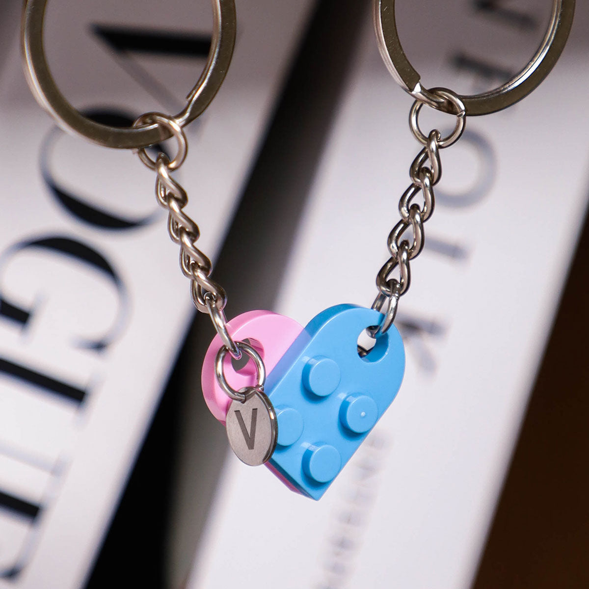 We Are A Perfect Match - Personalized Heart Brick Keychain