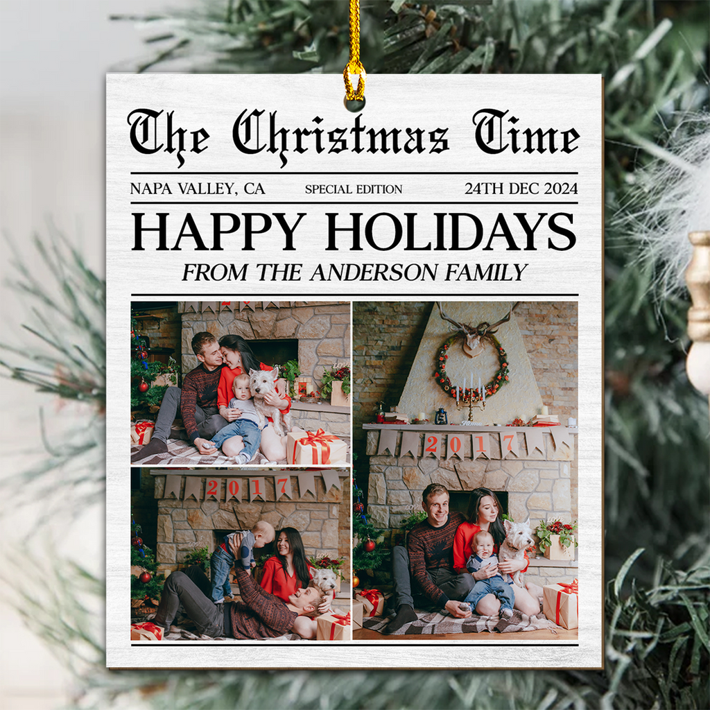 Custom Photo Family Ornament, Christmas Gift for Family Members • The Holidays - Personalized Wood Ornament