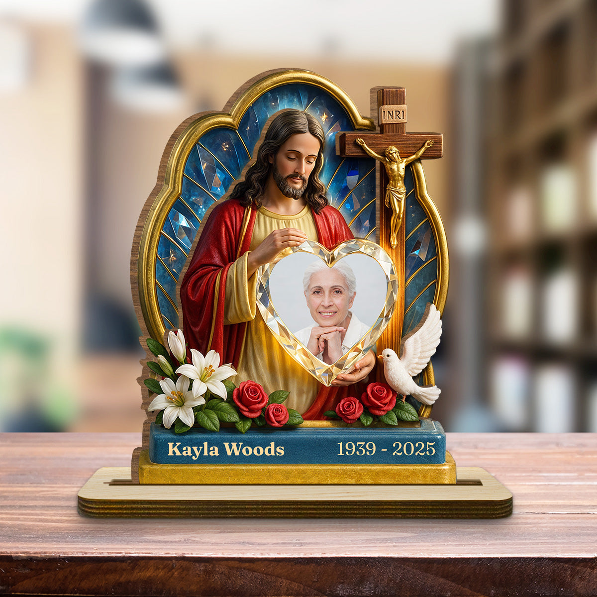 Custom Memorial Keepsake, Sympathy & Remembrance Gift • Guardian Of My Heart - Personalized 2-Layer Wood Plaque With Flat Base
