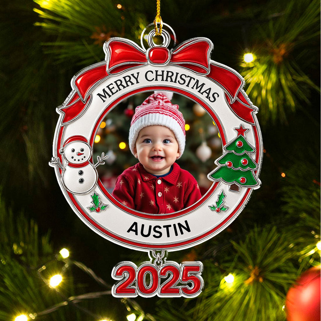 Custom Photo Family Ornament, Christmas Gift for Family Members • Newborn Christmas - Personalized Acrylic Ornament