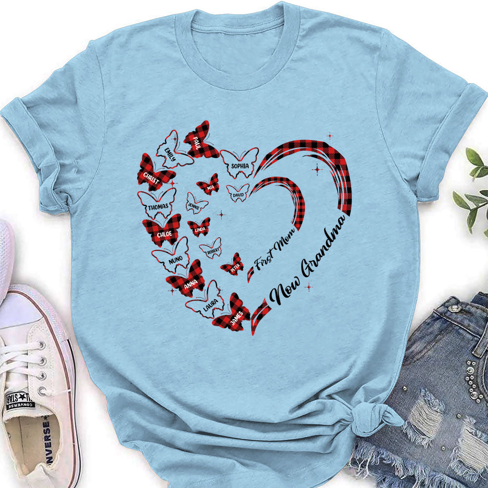 Custom Christmas & Birthday Gift for Grandma • First Mom Now Grandma - Personalized Women's T-shirt