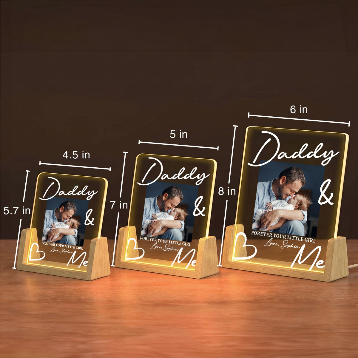 Custom Photo Father's Day Gift for Dad Grandpa • Always Be Your Little Girl 2 - Personalized Night Light