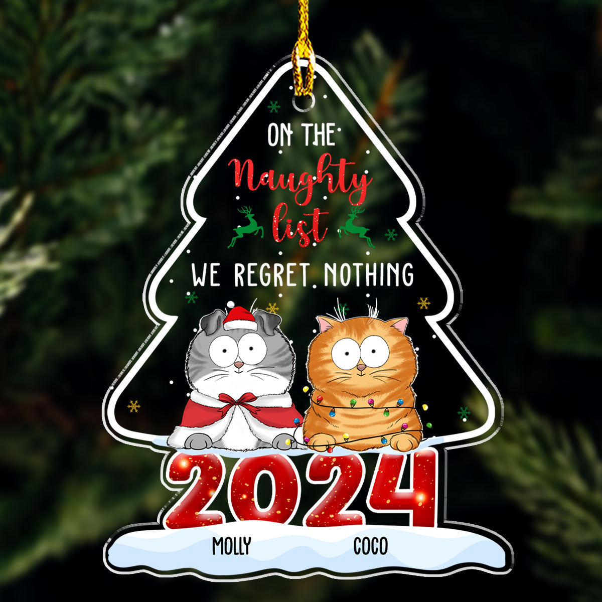 Custom Keepsake Christmas Ornament •  On The Naughty List - Personalized Acrylic Ornament