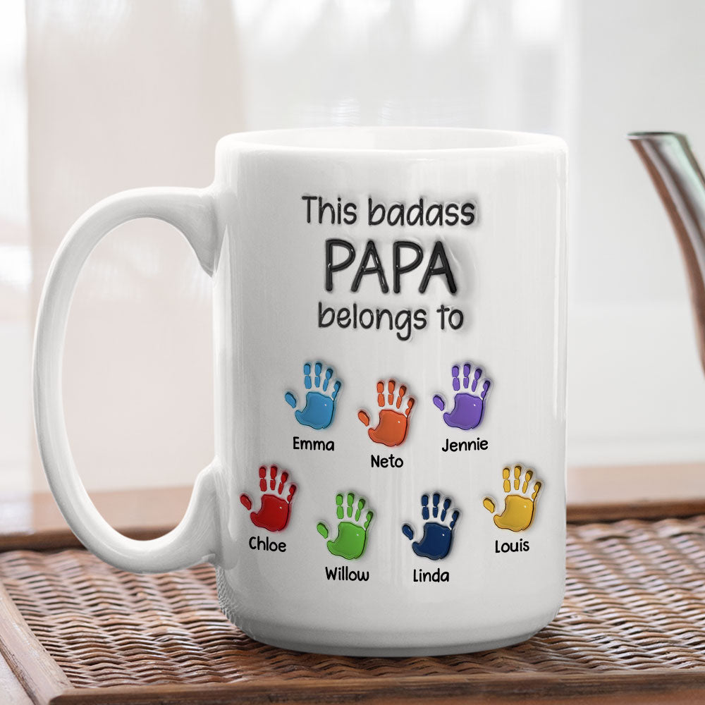 Custom Father's Day, Special Gift for Dad & Grandpa • This Awesome Dad Grandpa Belongs To - Personalized 3D Inflated Effect Mug