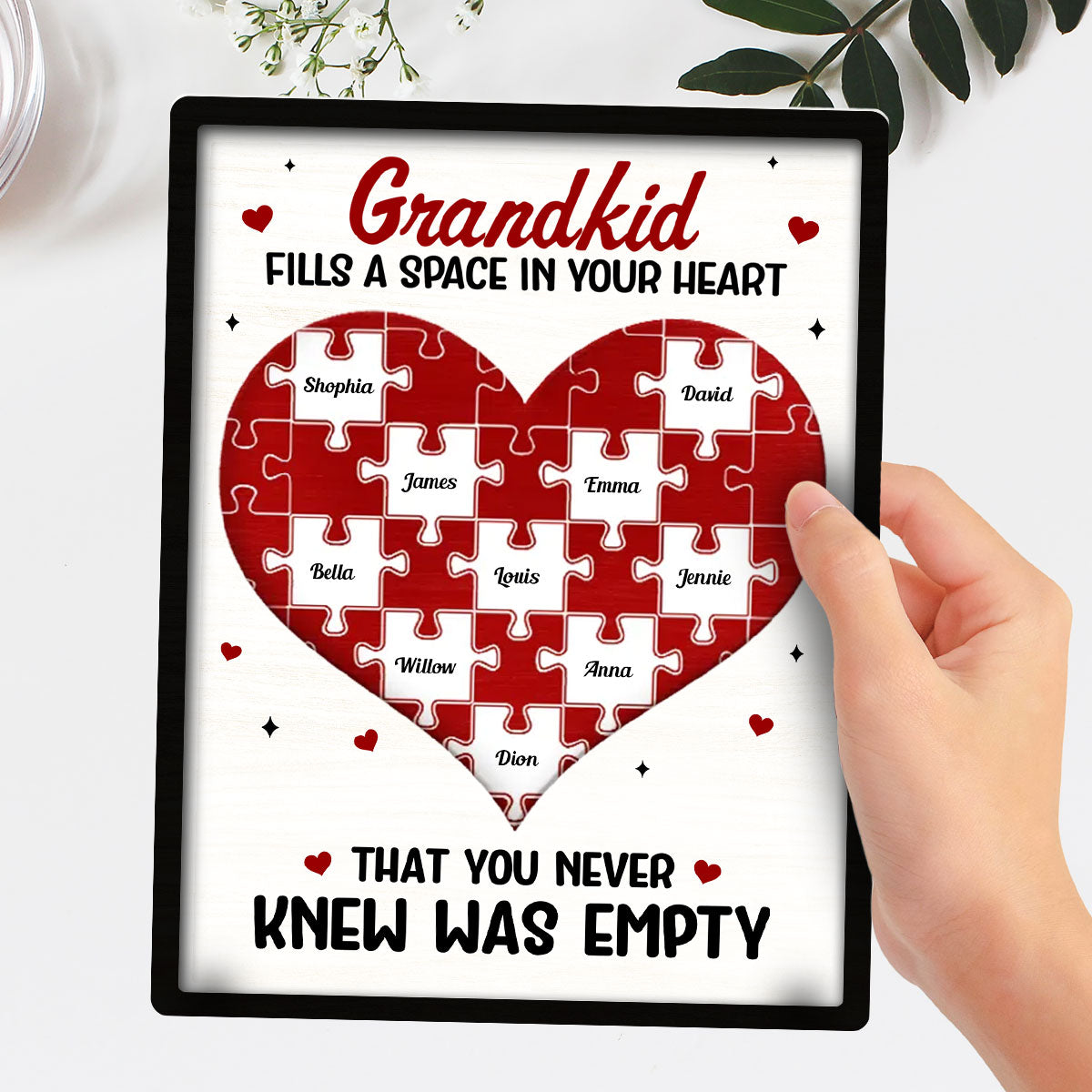 Custom Family Decor, Christmas Birthday Family Keepsake • Grandkids Fill A Space In Your Heart - Personalized Wooden Plaque