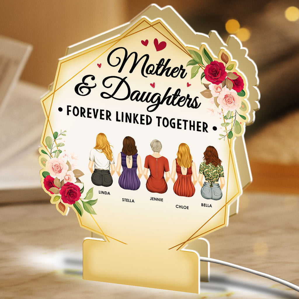 Mother And Daughters Forever Linked Together - Personalized Light Box