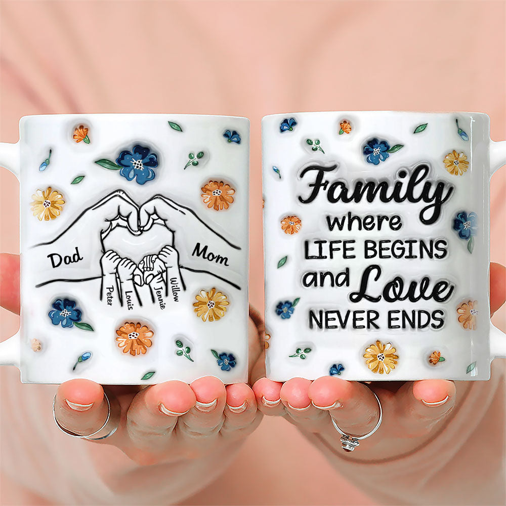 Custom Father's Day, Special Gift for Dad & Grandpa • Together We Make A Family - Personalized 3D Inflated Effect Mug