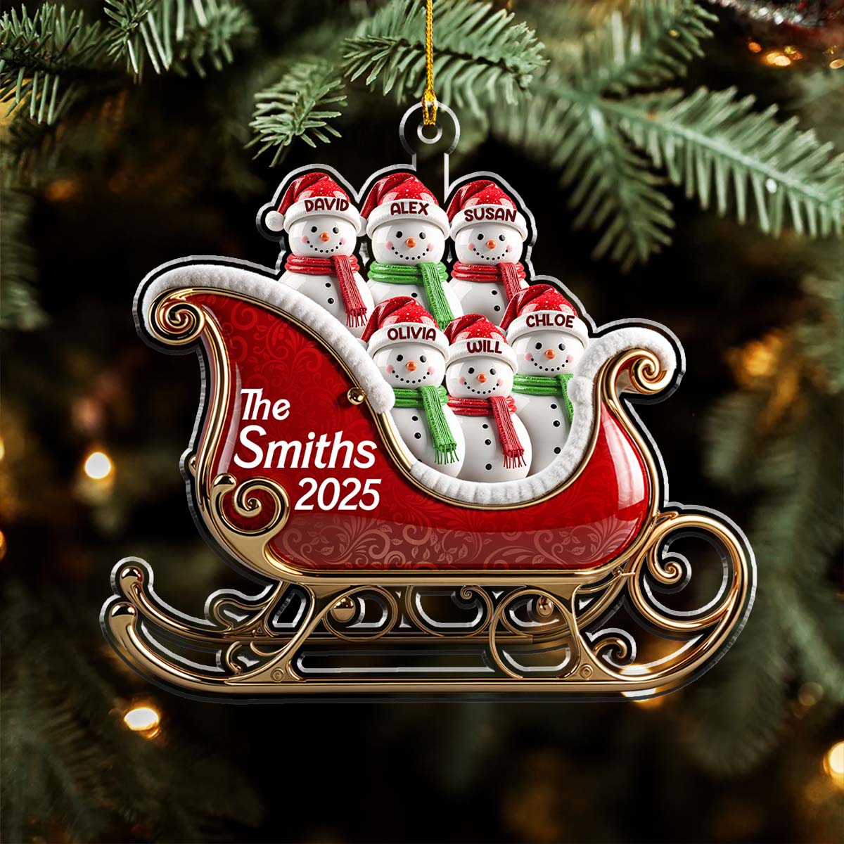 Custom Family Ornament, Christmas Gift for Family Members •  Snow Squad - Personalized Acrylic Ornament