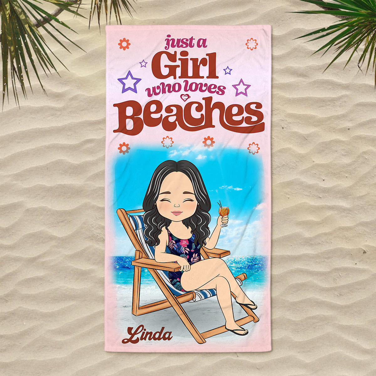 A Girl Loves Beaches - Personalized Beach Towel