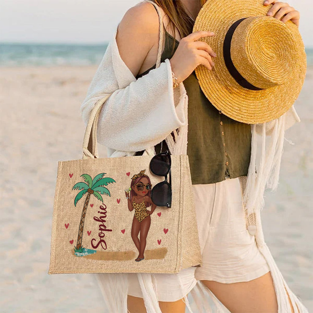Beach Is Calling - Personalized Jute Tote Bag