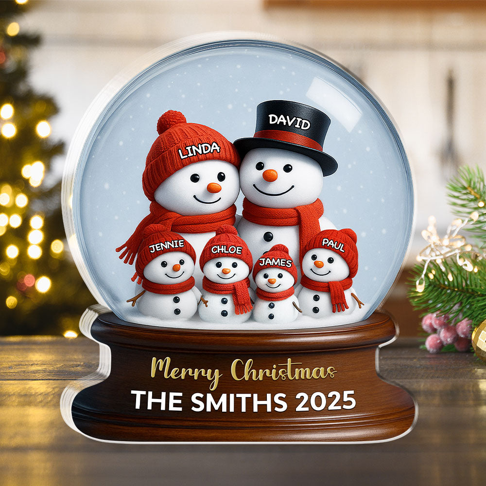 Custom Family Decor, Christmas Birthday Family Keepsake • Family Snowglobe - Personalized Acrylic Plaque