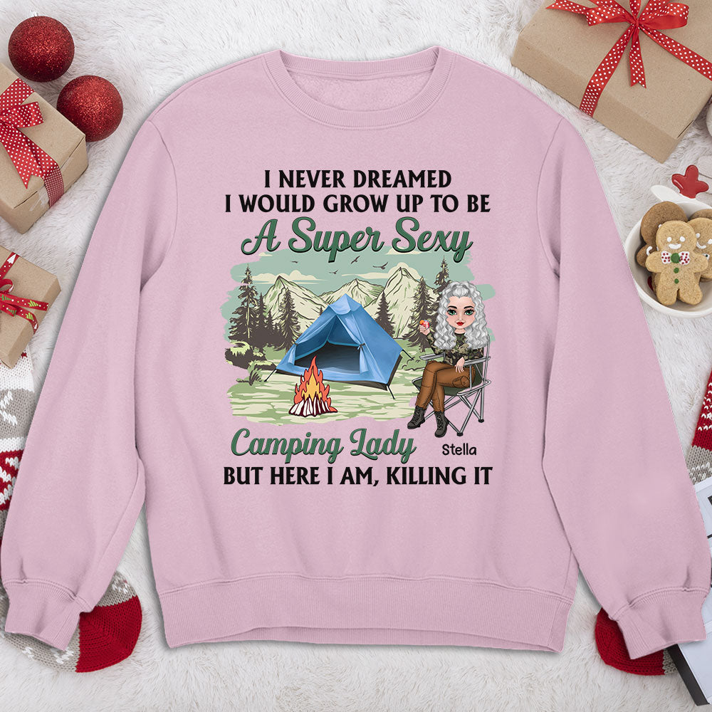 Custom Christmas & Birthday Keepsake Gift • Camping Lady - Personalized Sweatshirt