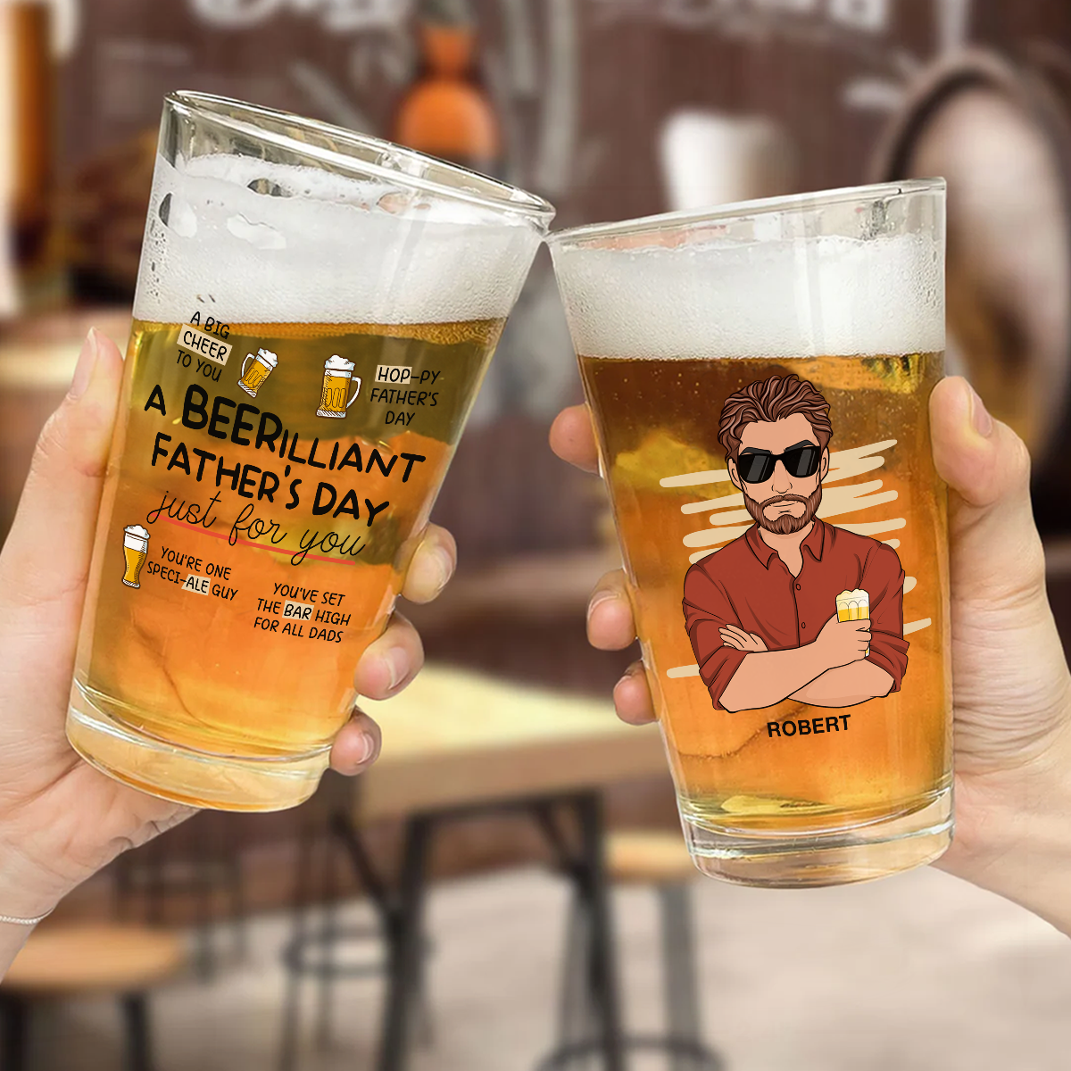 A Beerilliant Fathers Day - Personalized Beer Glass