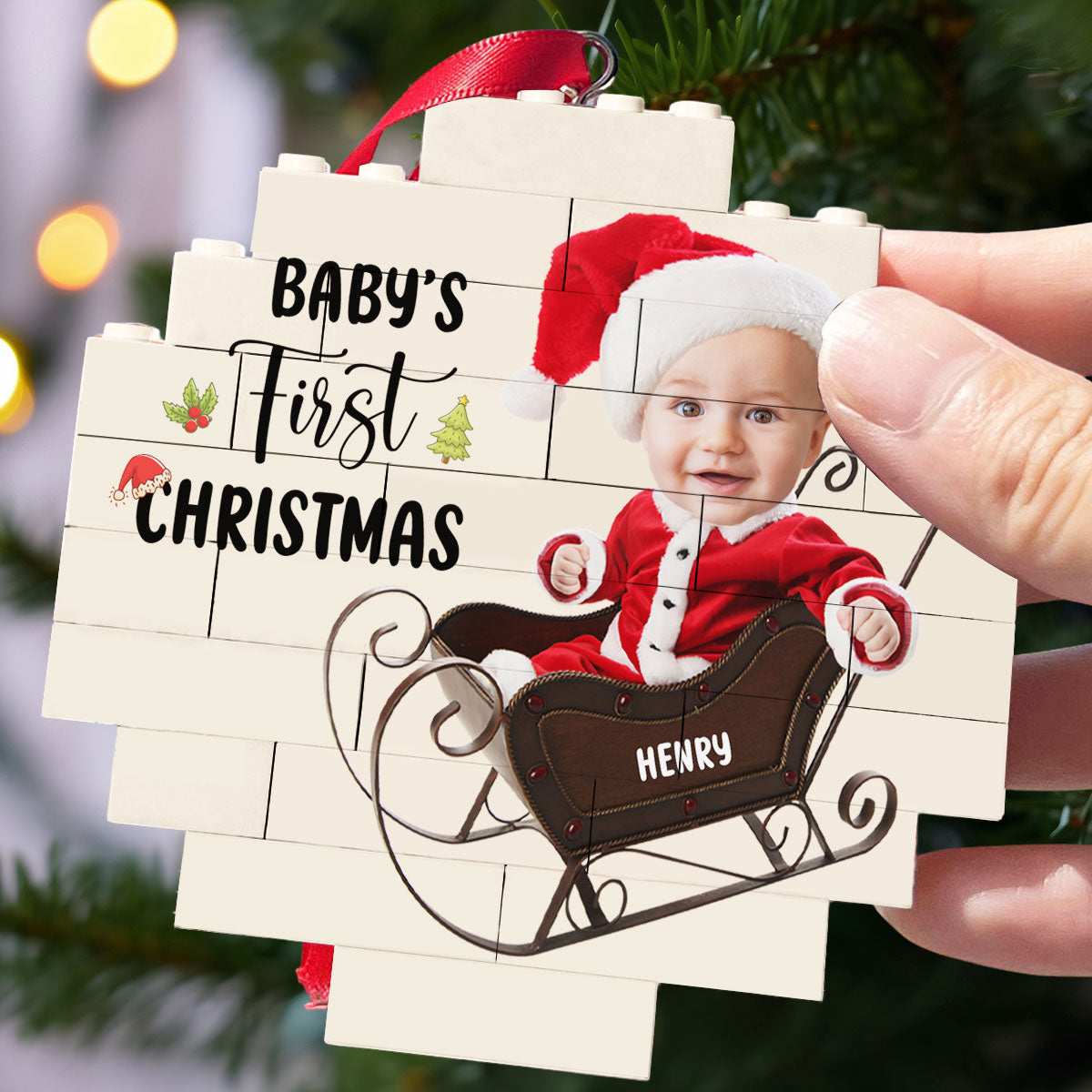 Custom Photo Baby First Christmas Ornament for New Parents • My First Christmas - Personalized Puzzle Ornament