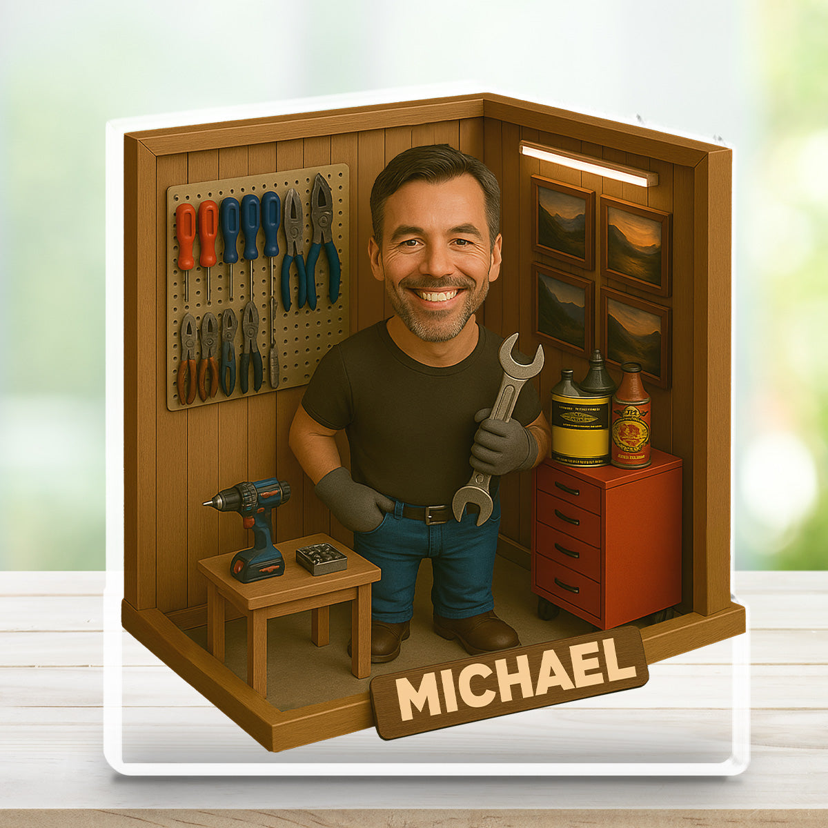 Custom Father's Day Decor, Gift for Dad & Grandpa • Garage With Daddy - Personalized Acrylic Plaque