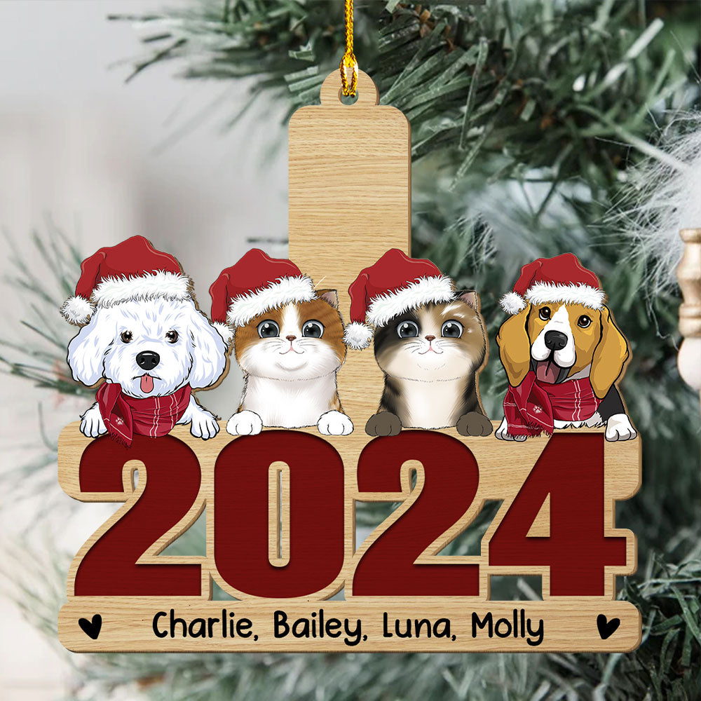Custom Keepsake Christmas Ornament •  Happy Holiday 2024 - Personalized 1-layered Wood Ornament
