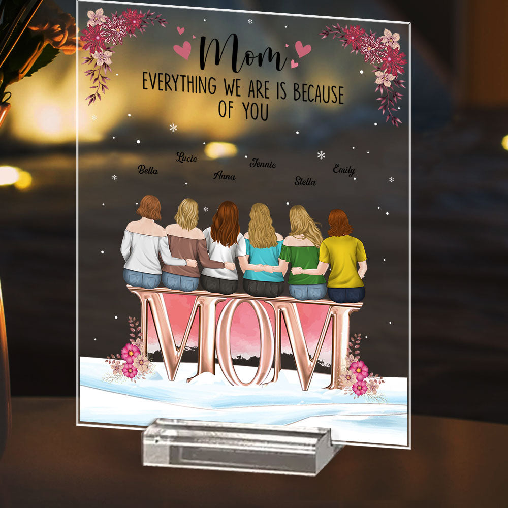 Custom Decor for Mom, Special Gift for Mother • Mother And Daughters Forever Linked Together - Personalized Acrylic Plaque With Base