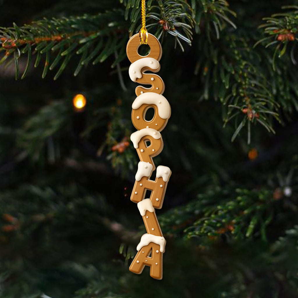 Custom Wood Letter Christmas Ornament & Stocking Tag with Name • Wood Letter - Personalized 3D Effect Wood Ornament