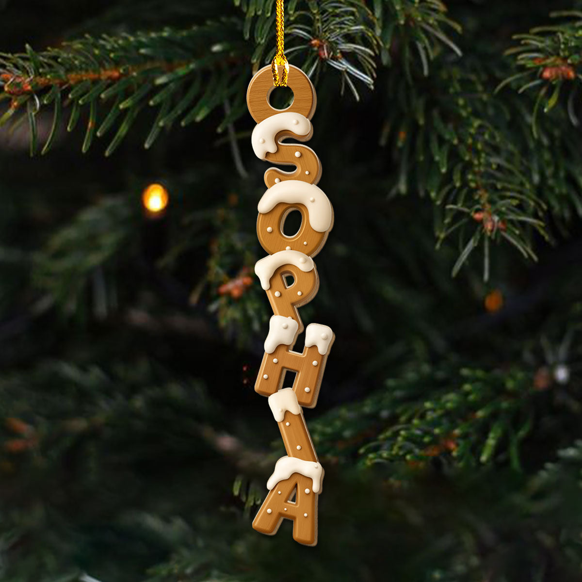 Custom Wood Letter Christmas Ornament & Stocking Tag with Name • Wood Letter - Personalized 3D Effect Wood Ornament