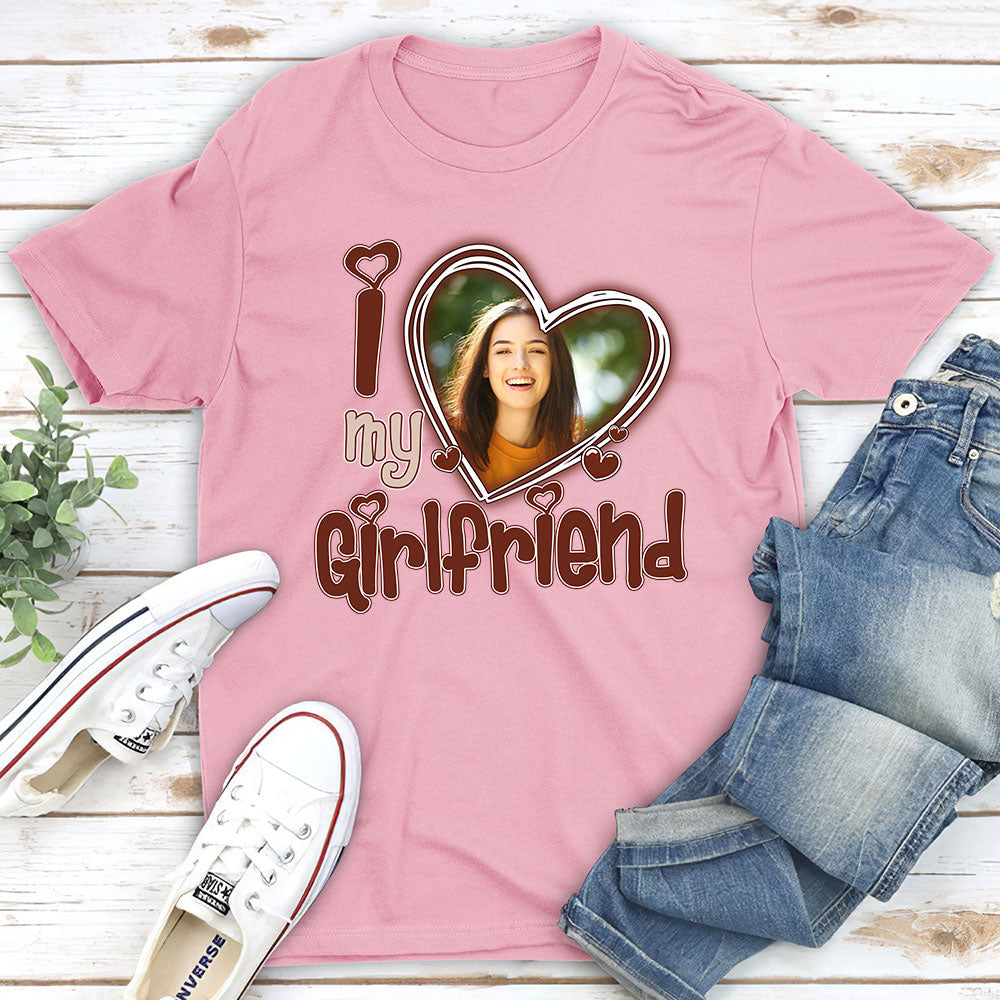 Custom Photo Christmas & Birthday Keepsake Gift • I Love My Girlfriend - Personalized Premium T-shirt