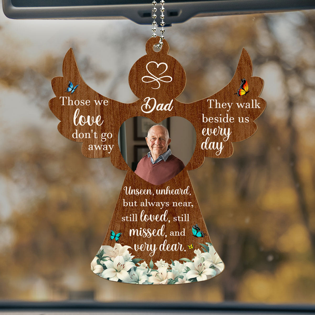 Those We Love Do Not Go Away - Personalized Wood Car Ornament